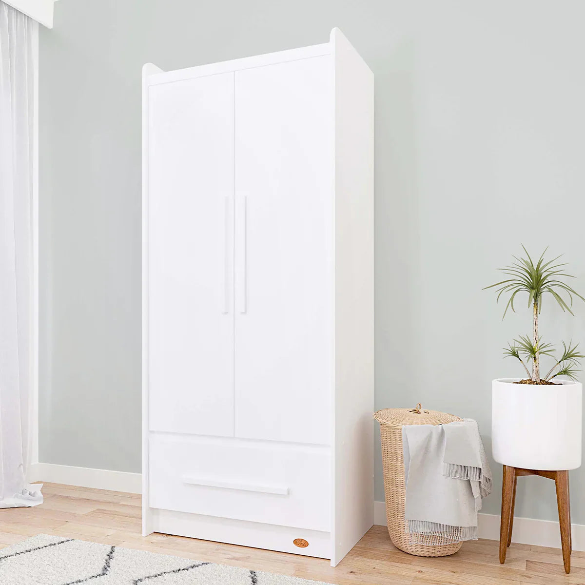 Boori - Natty Cot with Mattress, Universal Changer and Wardrobe Set Barley White
